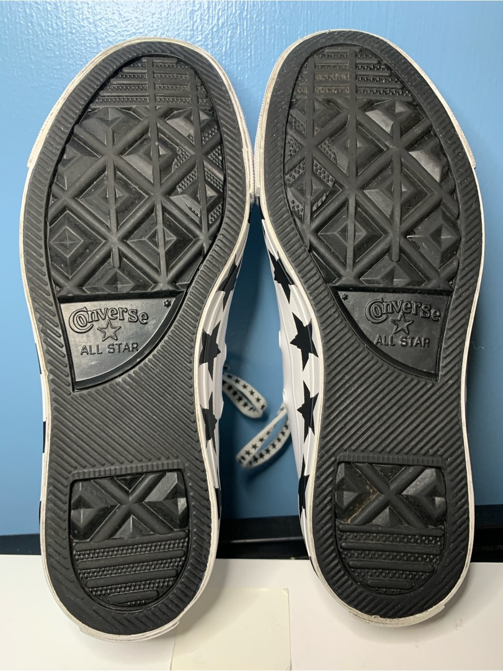 Converse Patent White High-Top All Star Sneakers with Black Logo Stars - Picture 6 of 7